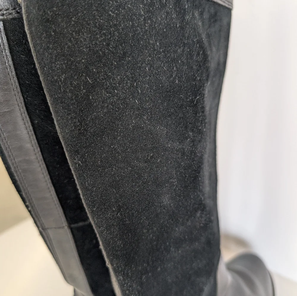 Timberland Black Suede Over the Knee Flate Boots With Side Zipper Size 7.5